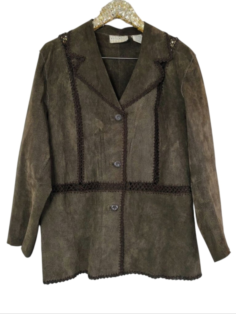 Vintage 90s White Stag Women's Brown Leather Suede Jacket size 2X Espresso